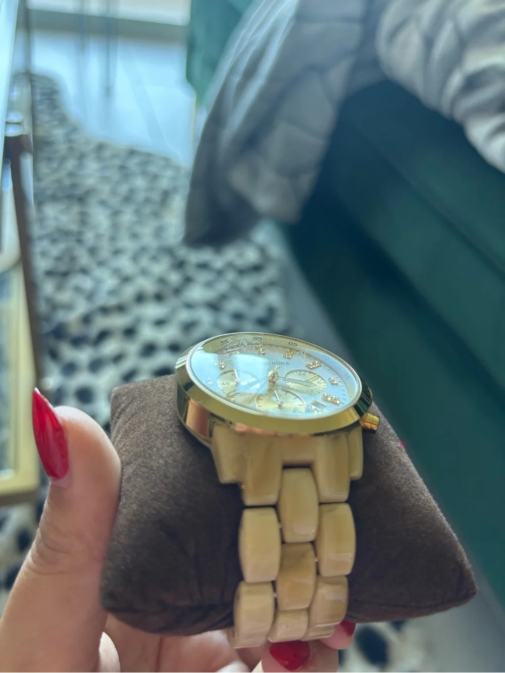 Michael Kors Women’s Gold-Tone/Horn Chronograph Watch